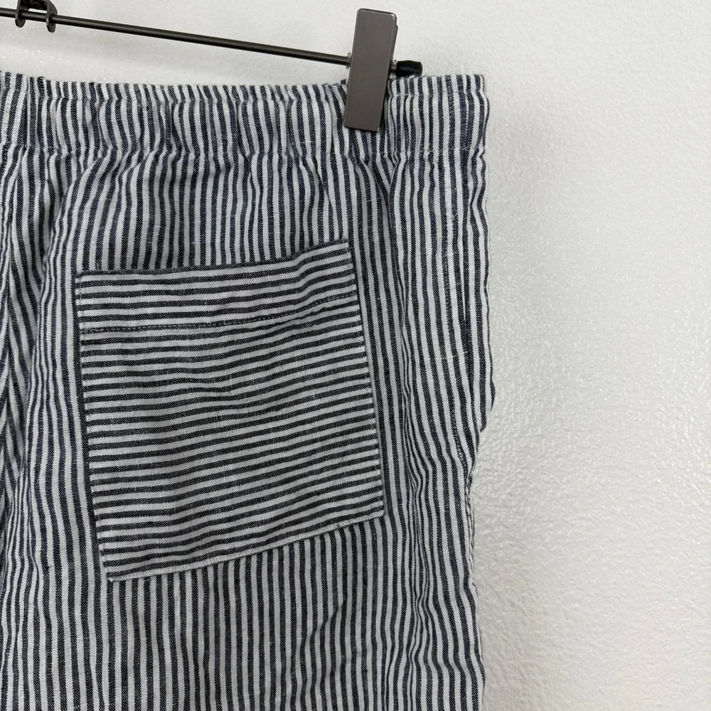 Alex Crane Shorts Mens Medium Blue Bo Shorts Linen Striped Beach Travel Resort